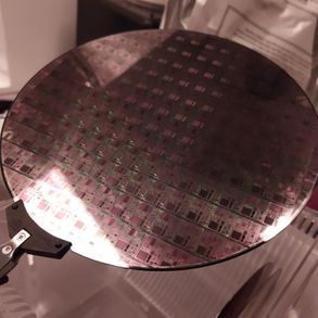 Photograph of a silicon wafer