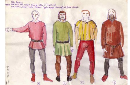 Costume designs for Imperial College Dramatic Society 's 1973 Tour
