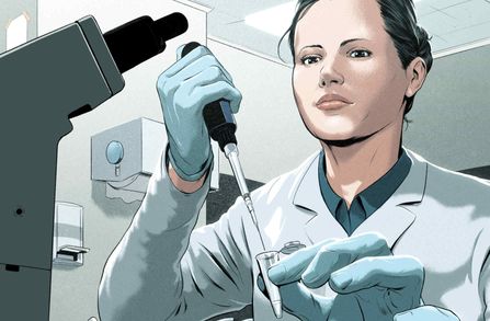 Illustration of a scientist working in a lab