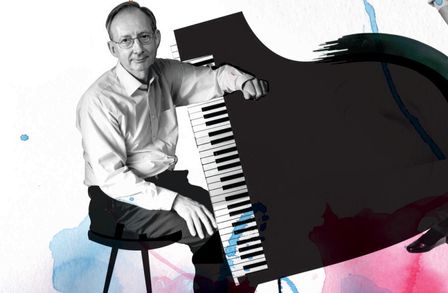 Professor John Pendry on a piano illustration