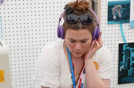 Lauren with headphones at Imperial Festival