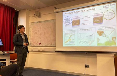 Jinho presented his work on Polymer electrolyte for organic and perovskite solar cells at the inaugural CPE Seminar in Soft Electronic Materials.