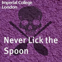 Skull and crossed spoons on a purple background