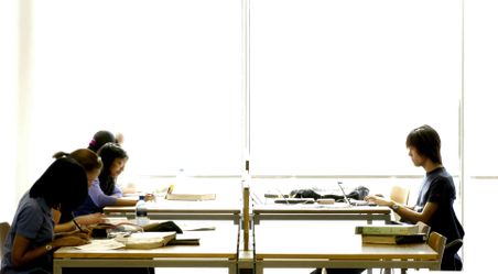 Students sat at desks