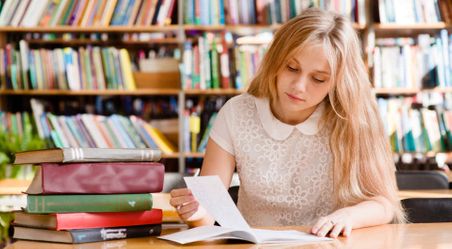 Female student in the library