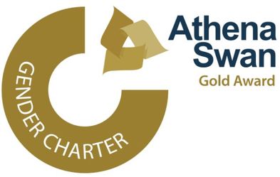 The Athena SWAN Gold gender charter award logo - gold coloured