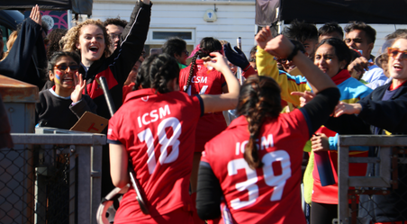 Hockey players celebrating