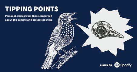 Tipping Points logo with a bird and a speech bubble containing a bird skull