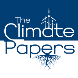 The Climate Papers logo, with wind turbines and tree roots