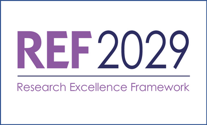 The Research Excellence Framework 2029 logo in purple font