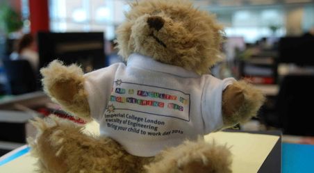 A teddy bear wearing a Faculty of Engineering T shirt
