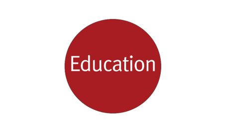 An image of a red circle saying 'education'