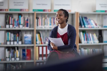 Student in a library