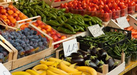 Fruit and vegetable market stall