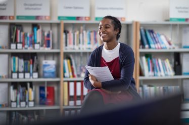 Student in a library