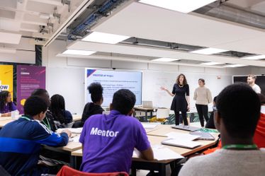 Year 12 STEM Futures students taking part in a workshop in the Enterprise Lab.