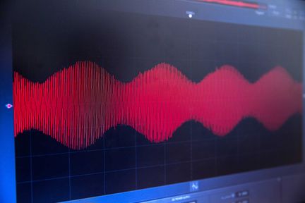 A computer screen showing red waves.