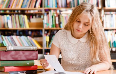 Student reading a book