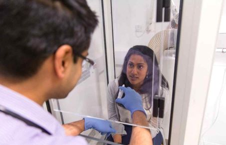 A patient in an allergy clinic