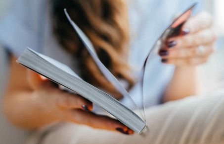 Researcher reading an article