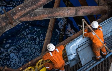 Workers on an oil rig