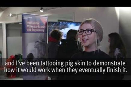 Tattooist Emma Wilkinson demonstrates smart tattoos at Imperial Lates event