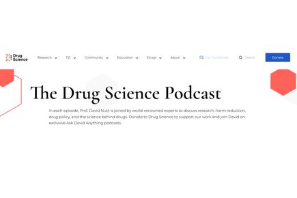 An screenshot of the Drug Science Podcast home page
