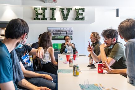 People eating at the Hive