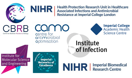 logos for Institute of Infection, NIHR HPUR HCAI and AMR, CAMO, BRC, and Networks of Excellence