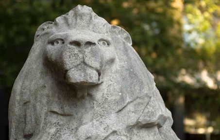 Lion statue on Queen's lawn