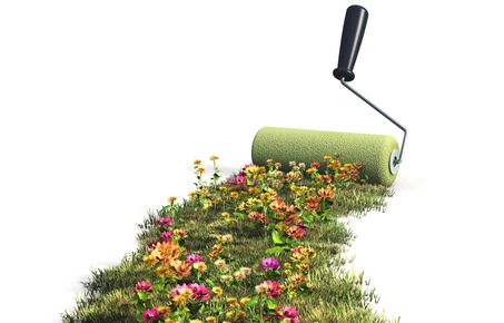 Paint roller with flowers