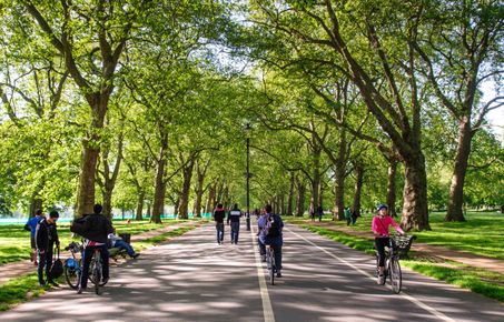 Cycling through Hyde Park