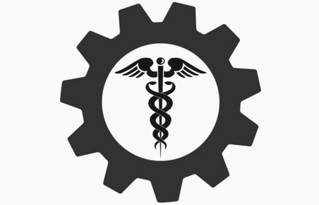Icon of cog with symbol of health inside