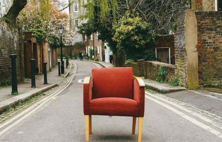 Empty chair on a road