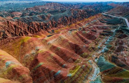 Sandstone rainbow mountains in Zhangye National Geopark c Photons_in_action