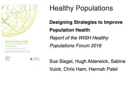WISH healthy populations report cover