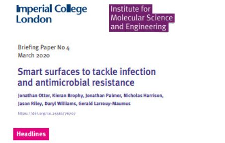 front page of a report with the title Smart surfaces to tackle infection and antimicrobial resistance