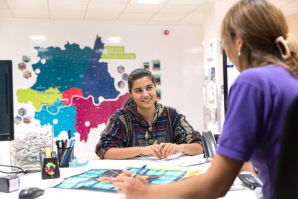 student at the student hub