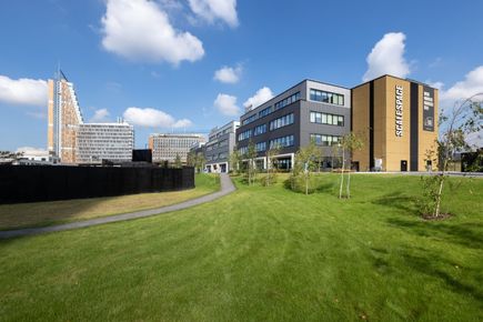 White City Campus in the early autumn sunshine. Scale Space, Sunny, Summer by Thomas Angus