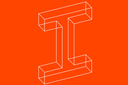 Burnt orange logo with 3d white 'I'
