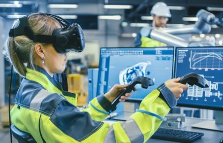 Woman with virtual reality set