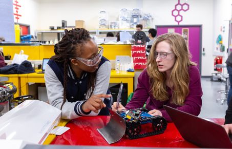 Students prototyping in the hackspace