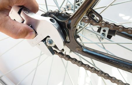 A man fixing his bike