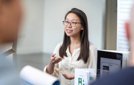 Female student giving a presentation