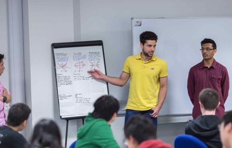 Student delivering presentation