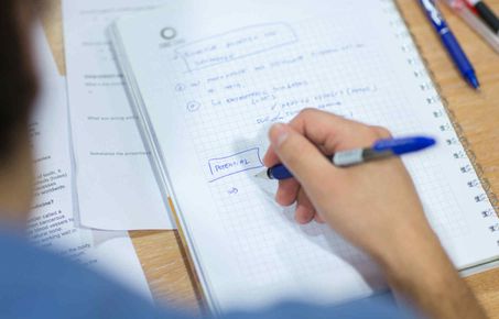 Student writing an exam