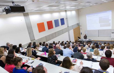 Lecture being delivered in large hall