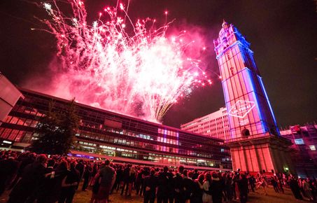 Fireworks above Queen's tower