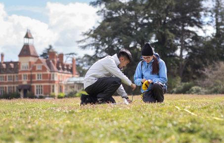 Students in a field