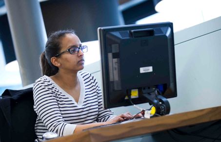 Student working at a computer